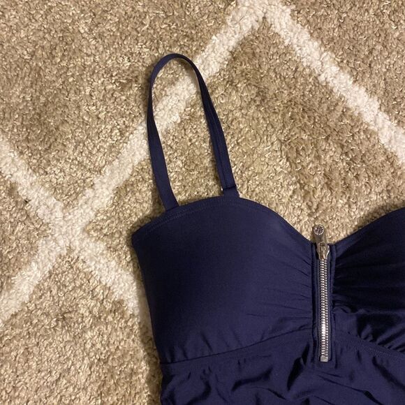 NWT DKNY Challis Zip Navy One Piece Swimsuit - Picture 3 of 8